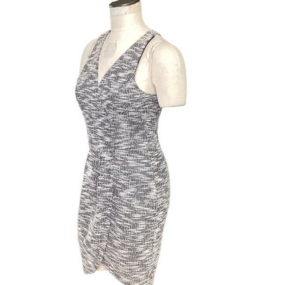 Faux Wrap Mini Dress M Black White "Tweed" pattern by Dainty Hooligan 172C - Picture 4 of 8